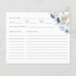 Tarjeta de receta DUSTY Blue Wildflowers Bridal Sh