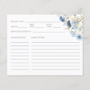 Tarjeta de receta DUSTY Blue Wildflowers Bridal Sh