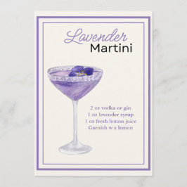 Tarjeta de receta editable Lavender Martini