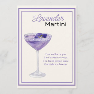 Tarjeta de receta editable Lavender Martini