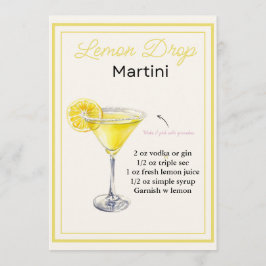 Tarjeta de receta editable Lemon Drop Martini