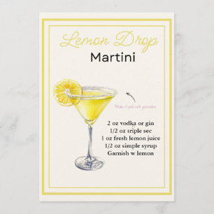 Tarjeta de receta editable Lemon Drop Martini