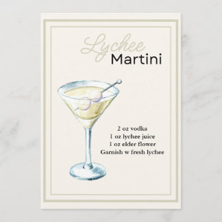 Tarjeta de receta editable Lychee Martini