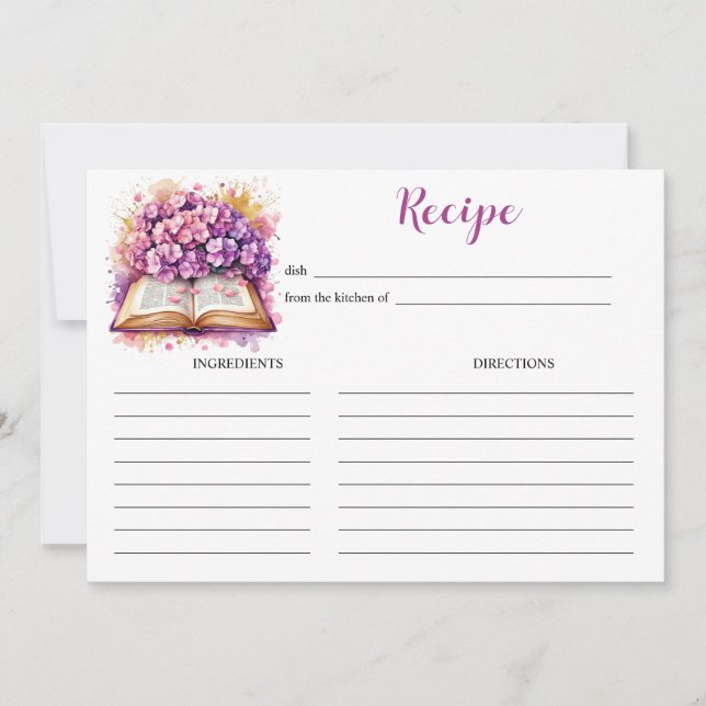 Tarjeta de Receta Elegante con Tema de Libro de Ho (Anverso)