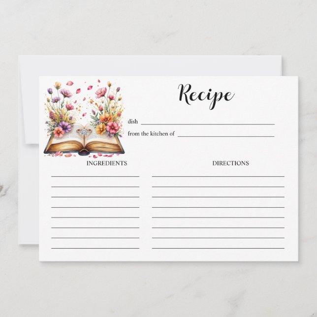 Tarjeta de receta elegante con tema de libro y ani (Anverso)