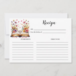 Tarjeta de Receta Elegante con Tema de Libro y Ani