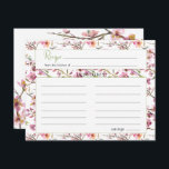 Tarjeta de receta elegante de matrimonio con flore<br><div class="desc">Una elegante colección de flores de cerezo de color agua suave. Coordinando hacia atrás. Personalice los detalles de su evento de forma fácil y rápida,  simplemente pulse el botón personalizar. Los elementos coincidentes para completar la colección de eventos están disponibles en nuestra tienda Zazzle!</div>