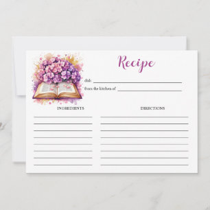 Tarjeta de Receta Elegante Tema Libro de Hortensia