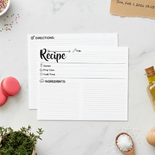 Tarjeta de receta en blanco a doble cara (tarjetas