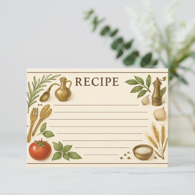 Tarjeta de Receta Envuelta en Toscana (Anverso de pie)