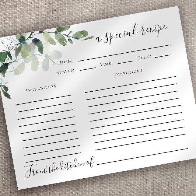 Tarjeta de receta Eucalyptus Bridal Shower (Subido por el creador)