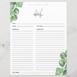 Tarjeta de receta Eucalyptus Bridal Shower