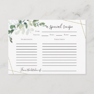 Tarjeta de receta Eucalyptus Bridal Shower de 3.5"