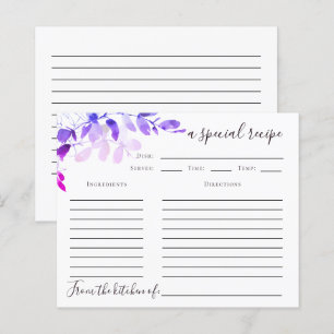 Tarjeta de receta Eucalyptus Bridal Shower   Púrpu