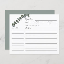 Tarjeta de receta Eucalyptus Greenery Bridal Showe