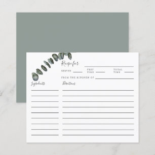 Tarjeta de receta Eucalyptus Greenery Bridal Showe
