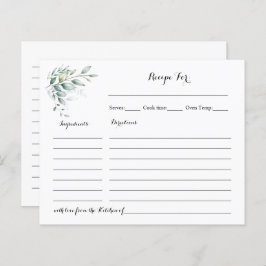 Tarjeta de receta Eucalyptus Greenery Bridal Showe