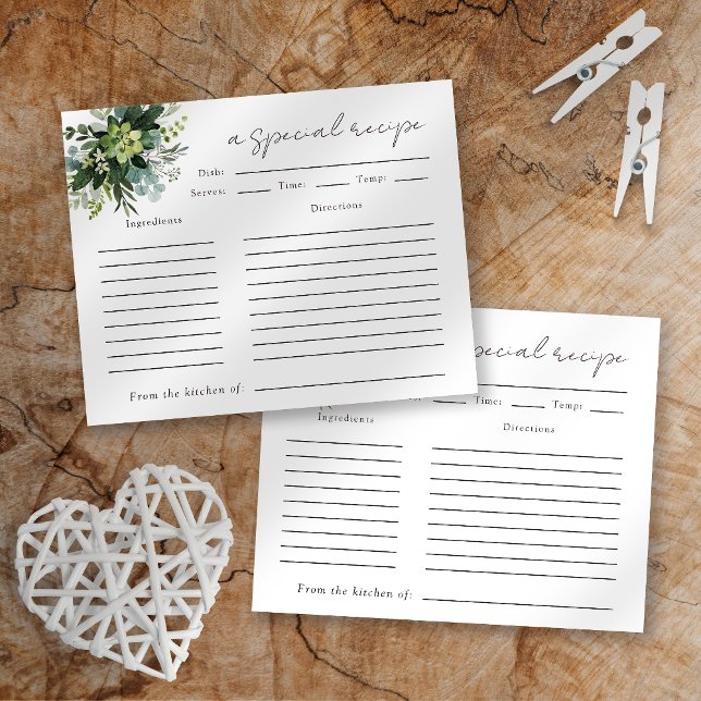 Tarjeta de receta Eucalyptus Watercolor Bridal Sho (Subido por el creador)