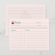 Tarjeta de Receta Familiar para Hornear Cupcakes D