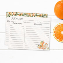 Tarjeta de receta familiar personalizada de frutas