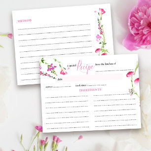 Tarjeta de Receta Femenina Rosa Flor Silvestre Des