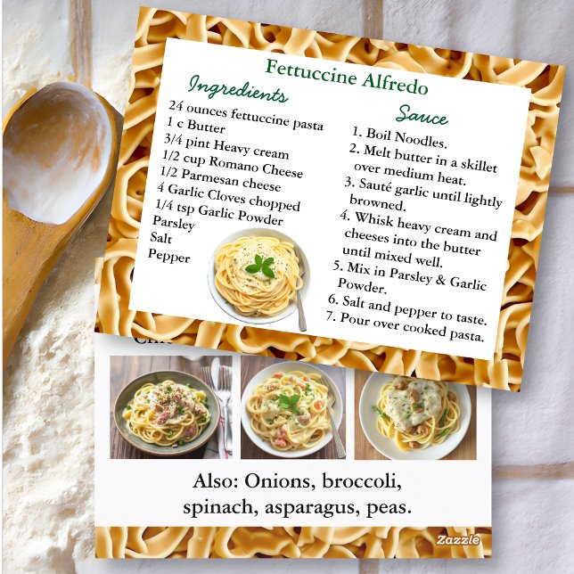 Tarjeta de Receta Fettuccini Alfredo (Subido por el creador)
