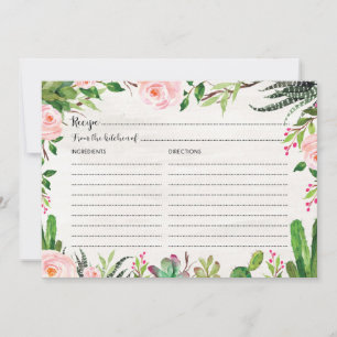 Tarjeta de Receta Fiesta Cactus Ducha Bridal Sucul