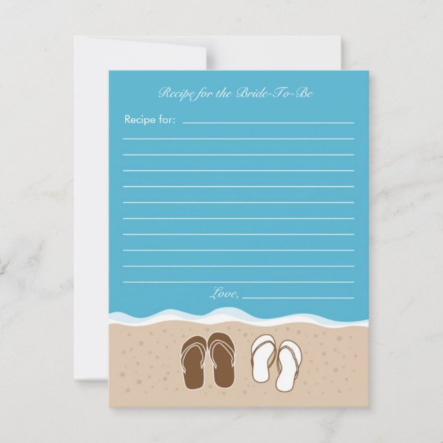 Tarjeta de receta Flip Flops Bridal Shower (Anverso)
