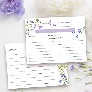 Tarjeta de Receta Flor Silvestre Púrpura para Desp