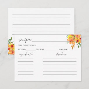 Tarjeta de receta floral