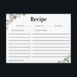 tarjeta de receta floral acuarela eucalipto<br><div class="desc">Un bonito diseño floral acuático con eucalipto verde. Las características de este diseño pueden ser personalizadas.</div>
