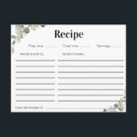 tarjeta de receta floral acuarela eucalipto<br><div class="desc">Un bonito diseño floral acuático con eucalipto verde. Las características de este diseño pueden ser personalizadas.</div>