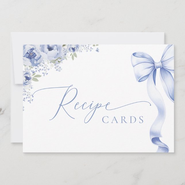 Tarjeta de receta floral algo azul (Anverso)