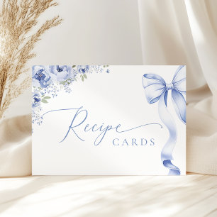 Tarjeta de receta floral algo azul