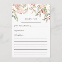 Tarjeta de receta floral australiana rosa Rubor