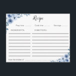 tarjeta de receta floral azul<br><div class="desc">Un bonito diseño acuarela floral con flores azules. Las características de este diseño pueden ser personalizadas.</div>