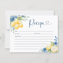 Tarjeta de receta floral azul Lemon Main Squeeze B