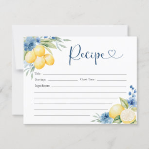 Tarjeta de receta floral azul Lemon Main Squeeze B