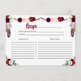 Tarjeta de Receta Floral Boho