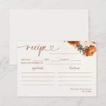 Tarjeta de Receta Floral Boho de Terracota de Otoñ