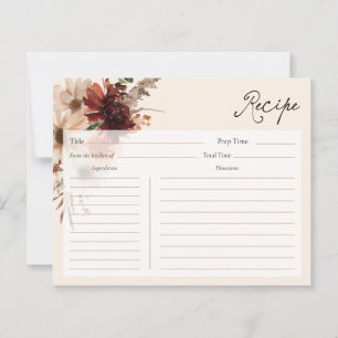 Tarjeta de Receta Floral Borgoña para Bodas