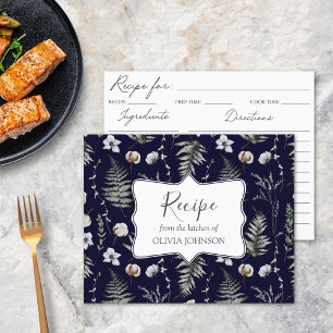 Tarjeta de Receta Floral Botánica Hojas Flor de Bo