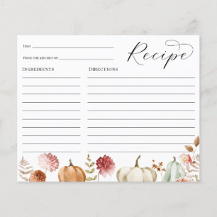 Tarjeta de receta floral de Borgoña de calabaza pa
