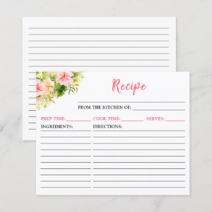 Tarjeta de Receta Floral de Jungla Tropical