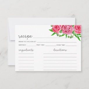 Tarjeta de receta floral de Rubor