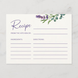 Tarjeta de Receta Floral Elegante para la Novia