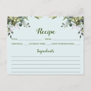 Tarjeta de receta floral Eucalyptus Watercolor