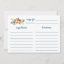 Tarjeta de receta Floral Garden Bridal Shower