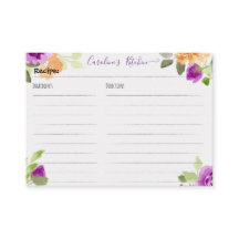 Tarjeta de receta floral para ducha nupcial