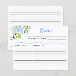 Tarjeta de receta floral para nomeolvides y marico